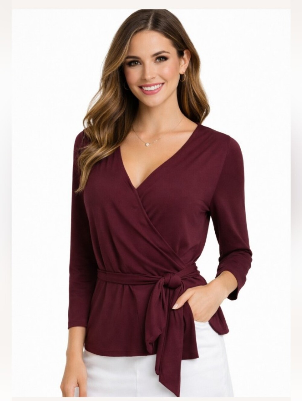 "No Boundaries" Jrs. Large Very Cute V-neck Criss-cross Top with Wrap Tie